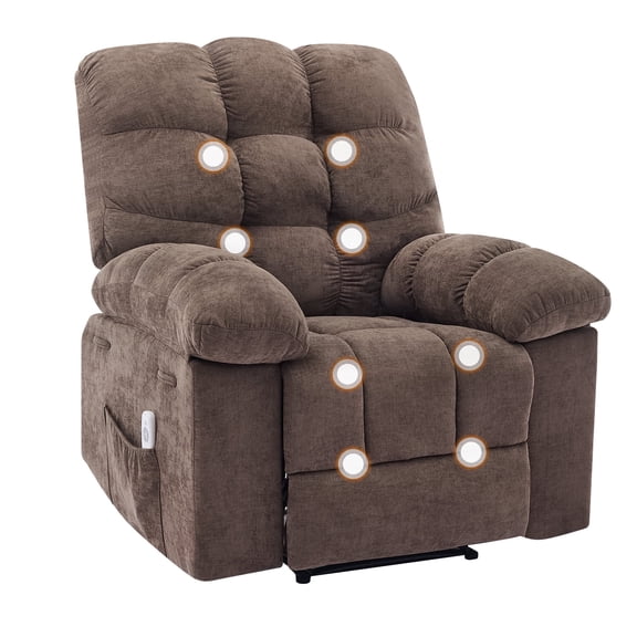 Recliner Chair for Adult, Recliner with Massage&Heating, Manual Recliners, Upholstery Rocking Sofa Chair, Coffee