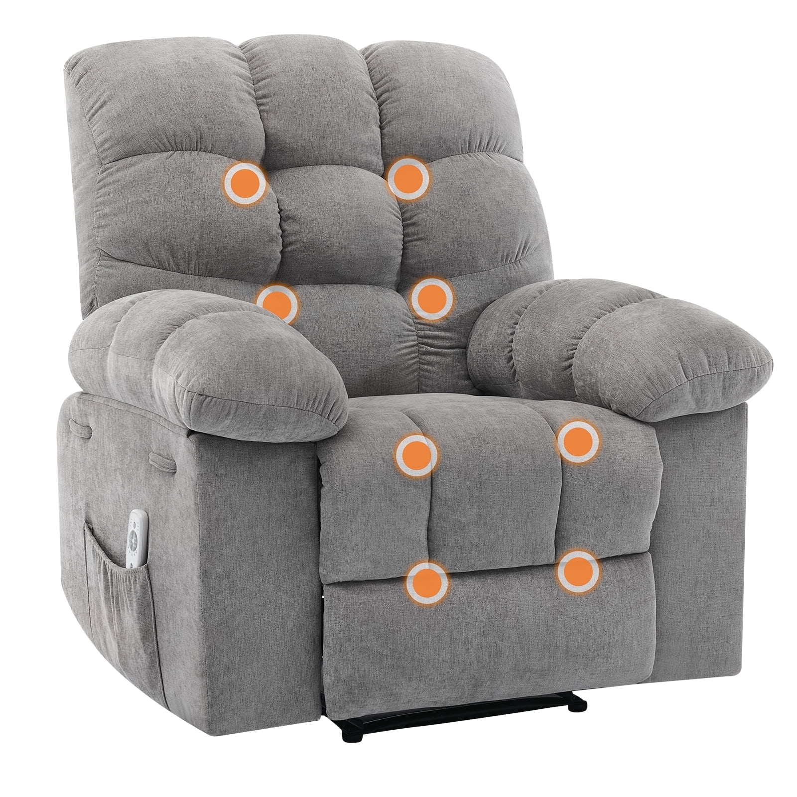 Recliner Chair for Adult, Recliner with Massage&Heating, Manual Recliners, Upholstery  Rocking Sofa Chair, Gray