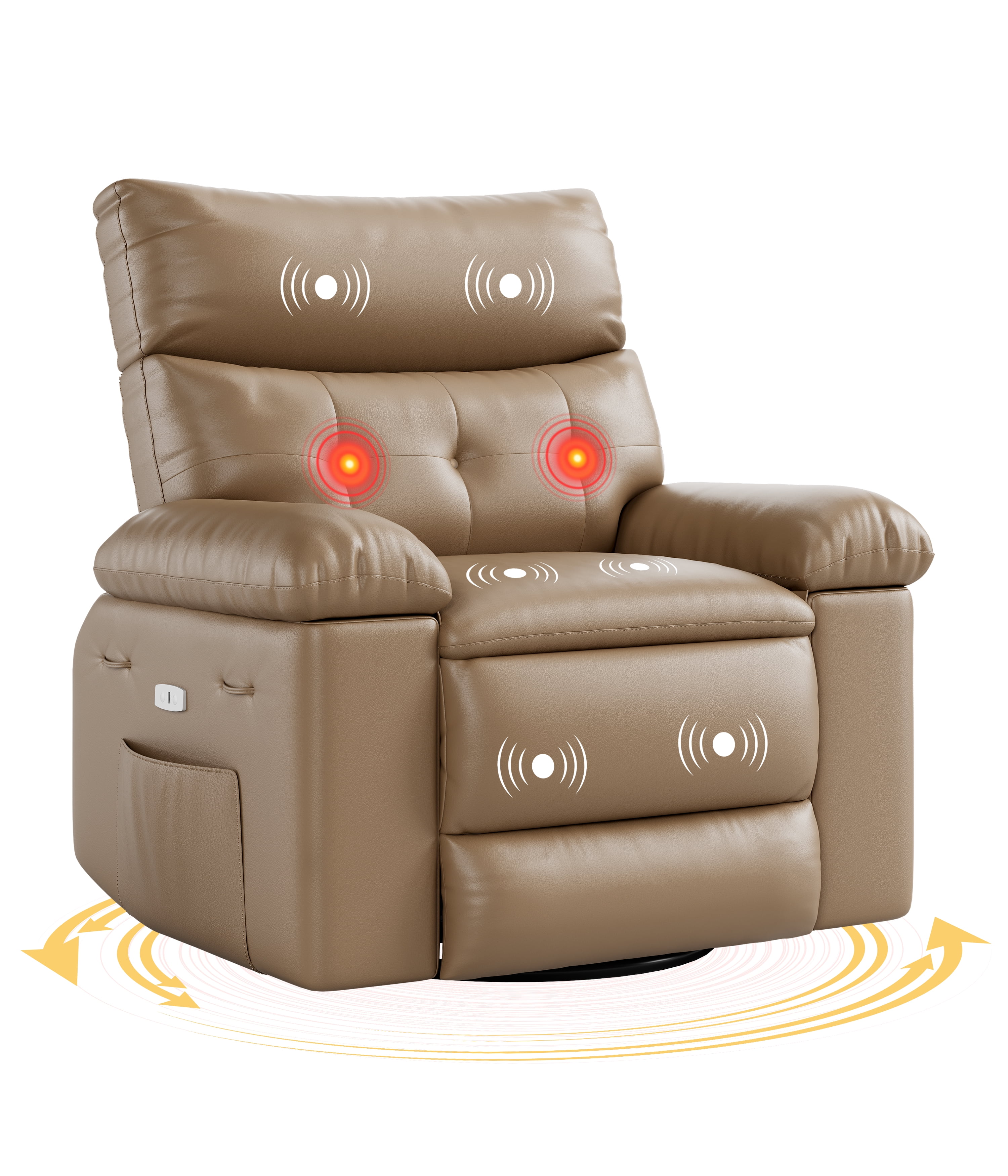 Oversized Recliner Chairs with Heat and Massage - 360°Swivel Lazy Boy Recliner Chair for Adults-Manual Rocking Chair with Remote Control for Living Rooms,Bedrooms and Nurseries