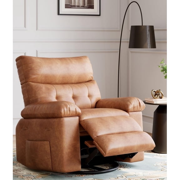 Oversized Recliner Chairs with Heat and Massage 360° Swivel Lazy Recliner Chair for Adults- Manual Rocking Chair with Remote Control