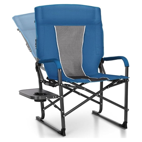 Oversized Reclining Director Chair 43.7" High Back with Side Table,Heavy Duty Camping Chair for Adults,Supports Up to 300lbs
