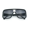 thumbnail image 1 of Oversized Rectangle Racer Shield 80s Plastic Fashion Flat Top Sunglasses Black - Smoke, 1 of 8