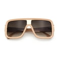 thumbnail image 1 of Oversized Rectangle Racer Shield 80s Plastic Fashion Flat Top Sunglasses Peach - Brown, 1 of 8