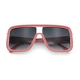thumbnail image 1 of Oversized Rectangle Racer Shield 80s Plastic Fashion Flat Top Sunglasses Pink - Smoke, 1 of 8