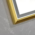 Oversized Rectangular Gold Framed LED Mirror with AntiFog and Dimmable