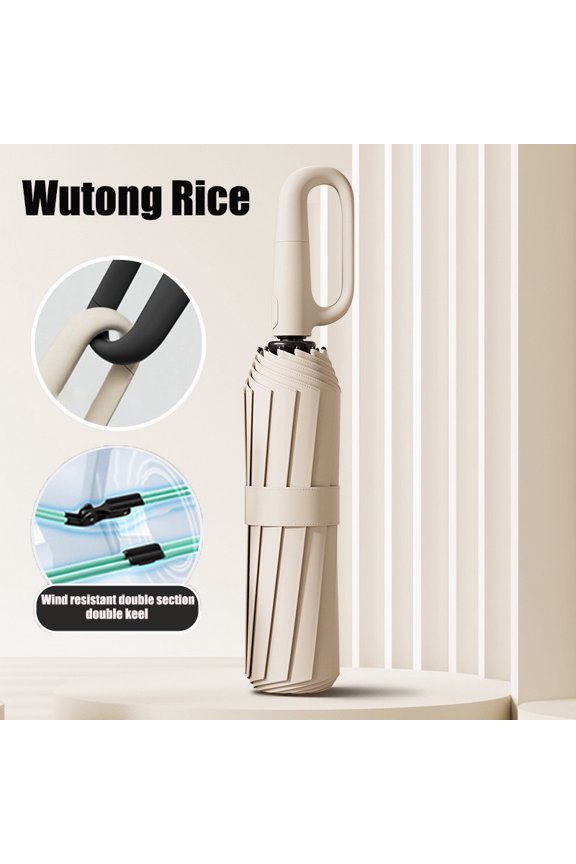 Oversized Reinforced Windproof Rainproof Dual-use UV Resistant Fully Automatic Rotating Ring Buckle Umbrella Fold double keel