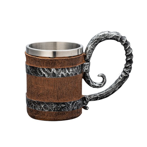 Oversized Retro Style Nonrust Steel Lined Resin Mugs For Cold Hot Beverages