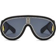 thumbnail image 1 of Oversized Rhinestone Sunglasses for Women Fashion Mirror One Piece Shield Square Sun Glasses Men, 1 of 3