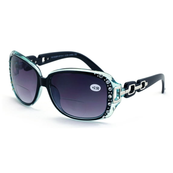Oversized Rhinestones Women Bifocal Reading Sunglasses Reader Glasses Vintage Outdoor +1.75