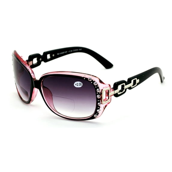 Oversized Rhinestones Women Bifocal Reading Sunglasses Reader Glasses Vintage Outdoor +2.00