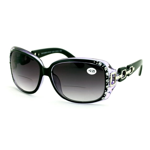 Oversized Rhinestones Women Bifocal Reading Sunglasses Reader Glasses Vintage Outdoor +3.50