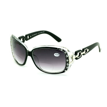 Oversized Rhinestones Women Bifocal Reading Sunglasses Reader Glasses Vintage Outdoor