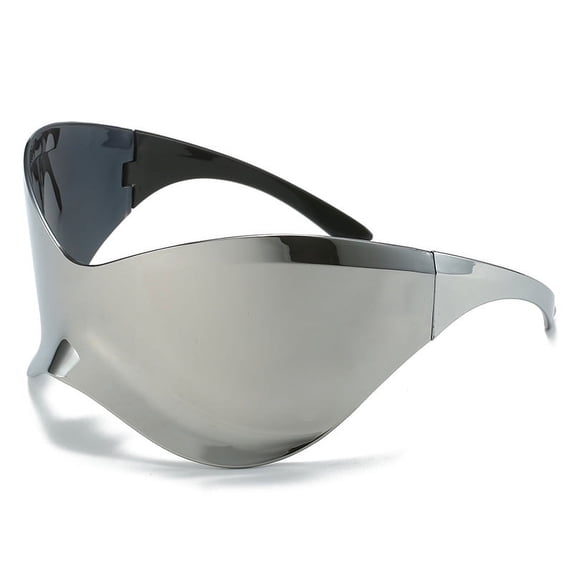 Oversized Rimless Wrap Y2K Sunglasses, Futuristic Shield Style for Men & Women, Trendy Monoblock Shades for Cycling & Streetwear