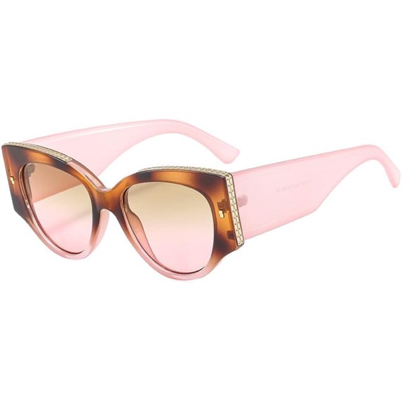 Oversized Rivet Sunglasses Women Sunshade Mirror Casual Gradient Color Uv400 Protection Eyeglass