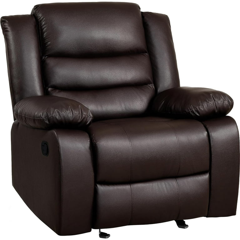 Oversized Rocker Recliner Chair Comfy Wide Lazy Boy Recliner Chair with Overstuffed Armrest Faux Leather Manual Reclining Chair for Living Room Bedroom Home Theater Seating Brown Walmart