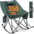 thumbnail image 1 of Oversized Rocking Camping Chair, Fully Padded Patio Chair with Side Pocket, High Back Portable Lawn Recliner with Headrest, Outdoor Camp Rocker Chairs for Adults Heavy Duty 350 LBS, Green, 1 of 18
