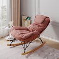 thumbnail image 1 of Oversized Rocking Chair, Modern Upholstered Accent Glider Rocker with Solid Wood Base, Comfy Leisure Chair Single Sofa Chair with High Back for Living Room, Bedroom, Office, Pink, 1 of 7