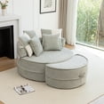 thumbnail image 1 of Oversized Round Accent Barrel Chair with 5 Pillows Soft Chenille Upholstered Armchair Lazy Lounge Sofa with Ottoman for Living Room/Bedroom/Reading Room/Guestroom (Green), 1 of 12