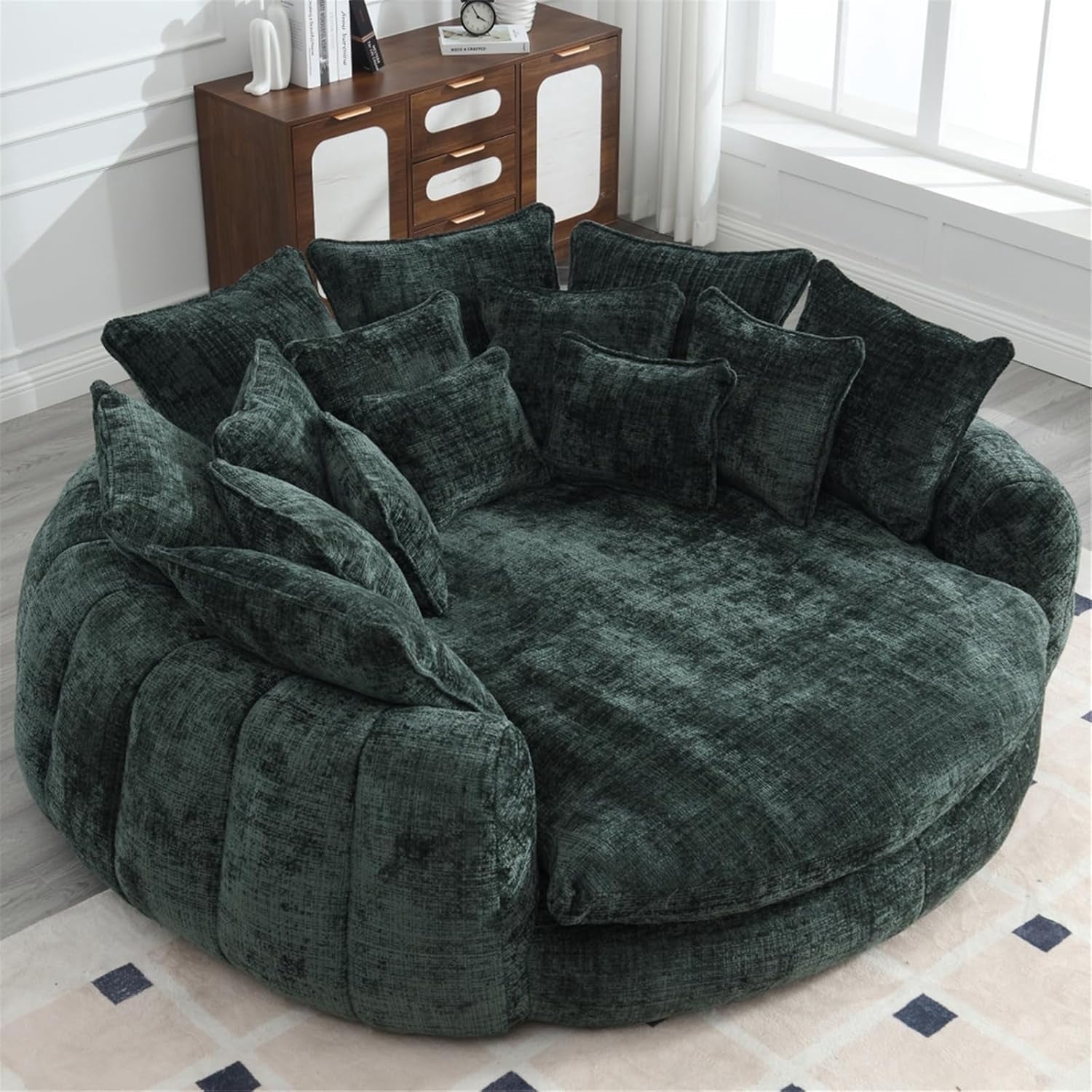 Comfortable double loaf sofa bed, oversized sofa bed with armrests, large padded high back decorative chair round sofa bed Living room bedroom