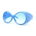 thumbnail image 1 of Oversized Round Goggle Style Thick Temple Plastic Dimensional Plastic Sunglasses All Blue, 1 of 4