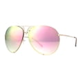 thumbnail image 1 of Oversized Round Pilot Sunglasses Metal Spring Hinge Gold, Pink Mirror Lens, 1 of 6