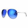 thumbnail image 1 of Oversized Round Pilot Sunglasses Metal Spring Hinge Silver, Blue Mirror Lens, 1 of 6