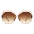 thumbnail image 1 of Oversized Round Sunglasses Women's Designer Style X Bridge UV400 Clear Beige, 1 of 4