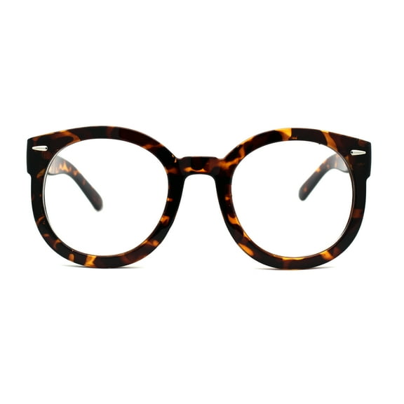 Oversized Round Thick Horn Rim Clear Lens Fashion Eye Glasses Tortoise