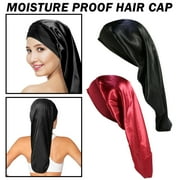 Oversized Satin Night Caps for Long Hair and Dreadlocks Ladies Wide Band Baseball Hat Protective Sleep Bonnet 2PCS