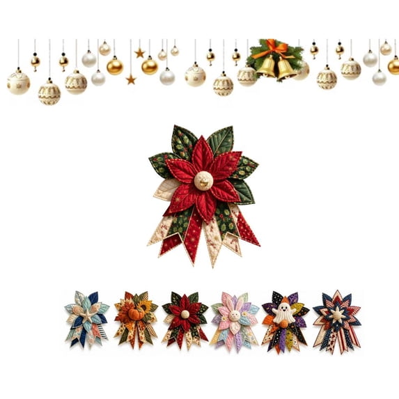 Oversized Seasonal Quilted Door Bow DIY Sewing Kit – 15.75" Large Dimensional Craft for Front Door & Wall – Perfect Holiday Project for Home Styling (C)