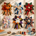 thumbnail image 1 of Oversized Seasonal Quilted Door Bow DIY Sewing Kit, 40cm Quilted Fabric Door Hanging Craft, Farmhouse Patchwork Decor for Holidays and Seasons, Multiple Designs Available, 1 of 7