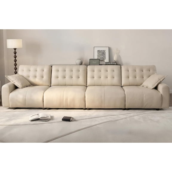 Oversized Sectional Couches for Living Room FSC Certified Pu Leather Cloud Couch Sleeper Sofa Adjustable Back Chaise Detachable Armrest Cushion