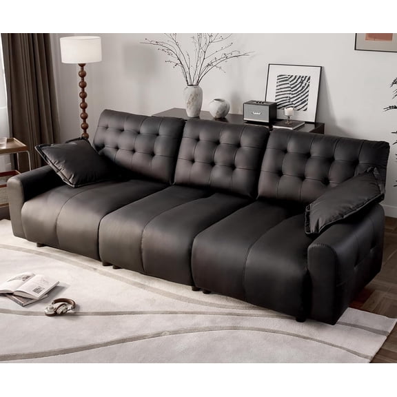 Oversized Sectional Couches for Living Room FSC Certified Pu Leather Cloud Couch Sleeper Sofa Adjustable Back Chaise Detachable Armrest Cushion