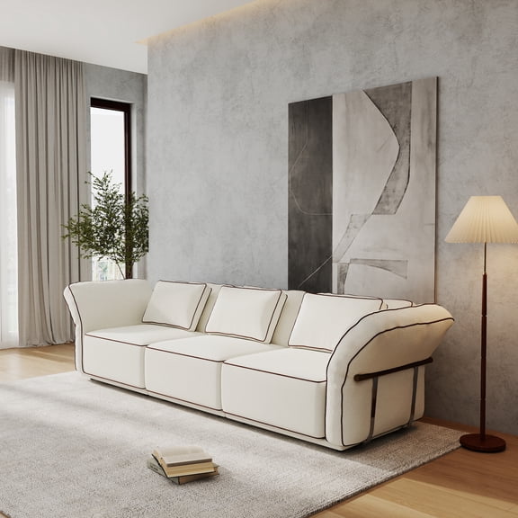 Sdorens Oversized Sectional Modular Sofa,Wide Deep seat Sectional Sofa,Comfortable Cloud Modular Sofa with Pillow for Living Room,Bedroom and Apartment,Beige