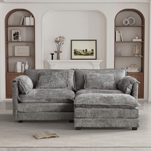 Oversized Sectional Sofa Cloud Couch for Living Room, 77" Chenille ...
