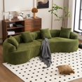 thumbnail image 1 of Oversized Sectional Sofa for Living Room, 110’’ Modern Luxury Plush Chenille 4-Seater Extra Deep & Wide Seat Curved Cloud Couch with 4 Throw Pillows, No Assembly Needed, Sage Green, 1 of 9