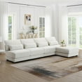 thumbnail image 1 of Oversized Sectional Sofa with Reversible Chaise,120" W 5-seat Armless Convertible L-shaped Couch for Living Room,Cream, 1 of 7