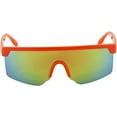 thumbnail image 1 of Oversized Semi Rimless Neon Rainbow Mirrored Shield Flat Top Sunglasses, 1 of 16