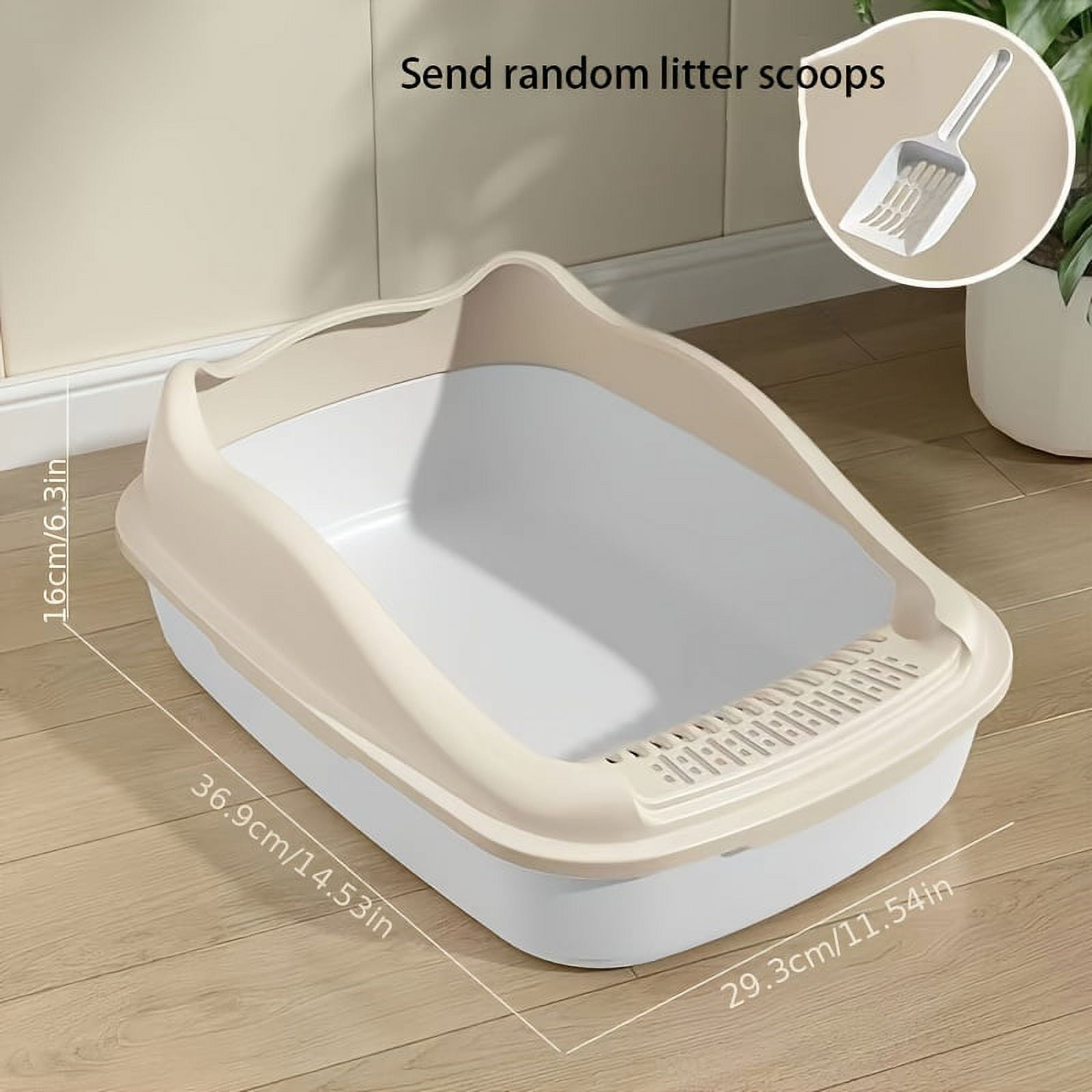 Oversized Semienclosed Cat Litter Box, Cat Toilet Kitten Poop Box