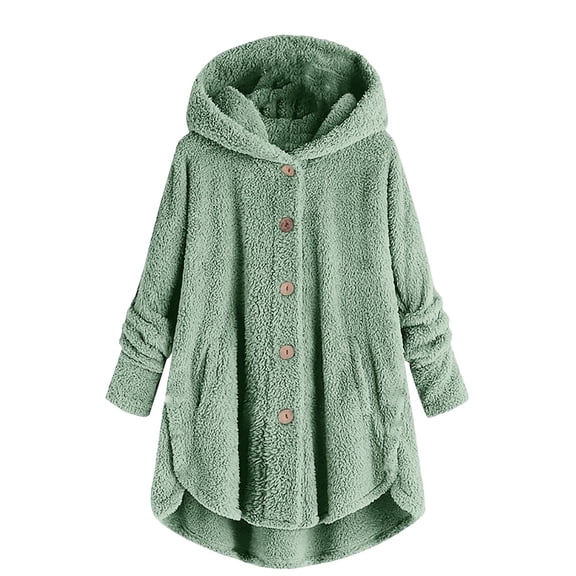 Oversized Sherp𝐚 Fleece Jacket for Teen Girls Fuzzy Bed Hoodies Button Down Cute Warm Soft 𝐏olar Hooded Outerwear