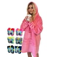 thumbnail image 1 of Oversized Sherpa Hoodie Sweatshirt - Warm Luxurious Fleece Microfiber Hoodie Blanket - Cozy, Reversible, Hooded, w/ Comfortable Large Pockets - Large Unisex Pink, 1 of 9