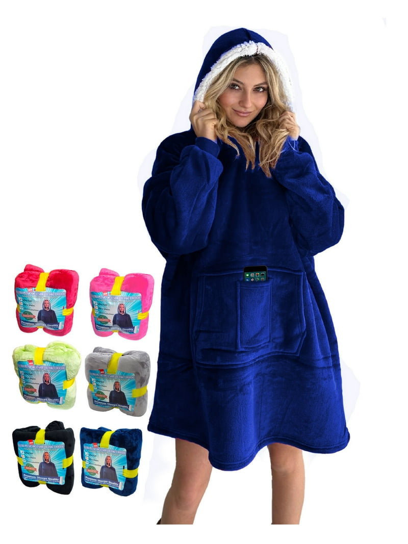 Ultra Plush Oversized Sherpa Hoodie Warm Fleece Blanket Cozy