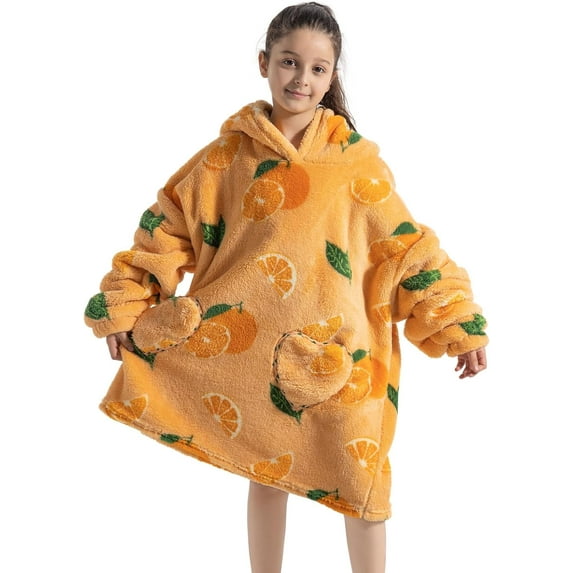 Oversized Sherpa Wearable Blanket for Kids, Super Soft Warm Comfortable Sweatshirt Pullover Wearable Blanket, One Size Fits All