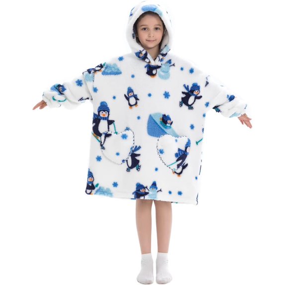 Oversized Sherpa Wearable Blanket for Kids, Super Soft Warm Comfortable Sweatshirt Pullover Wearable Blanket, One Size Fits All