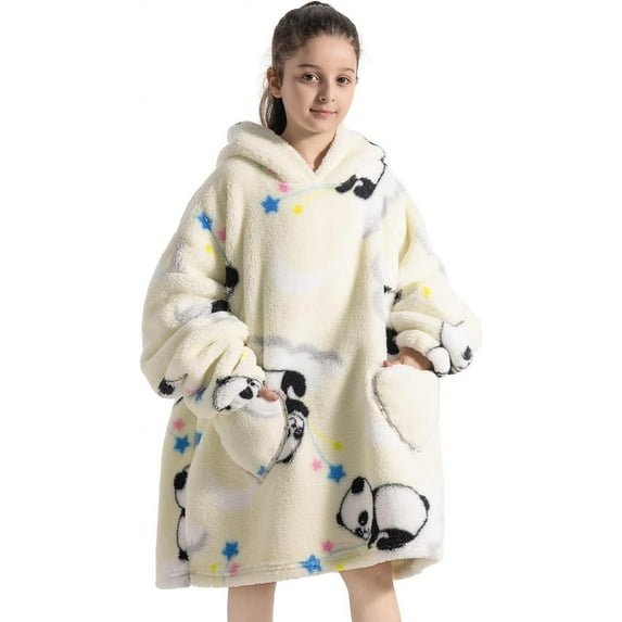 Oversized Sherpa Wearable Blanket for Kids, Super Soft Warm Comfortable Sweatshirt Pullover Wearable Blanket, One Size Fits All