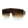 thumbnail image 1 of Oversized Shield Curved Top Thick Temple Mob Fashion Sunglasses Tortoise Brown, 1 of 4