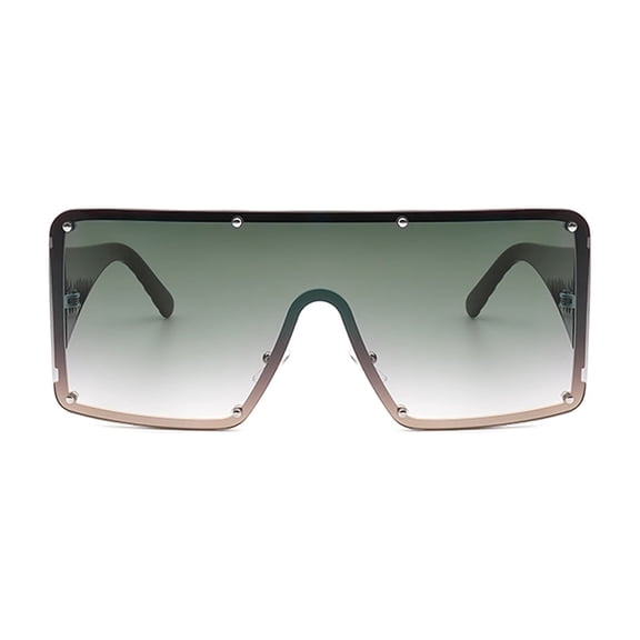 Oversized Shield Sunglasses - Gradient Gray Lens Stud Detail UV400 Protection Fashion Shades for Party Driving