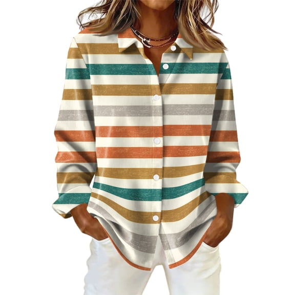 Oversized Shirts for Women Long Sleeve Stripe Button Down Shirts Lightweight Dressy Casual Tops Holiday Blouses Army Green 2XL