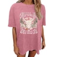 thumbnail image 1 of Oversized Shirts for Women Vintage Country Music Cowboy Graphic Short Sleeve Tees Casual Trendy Relaxed Fit Workout Tops Z002-Pink M, 1 of 4