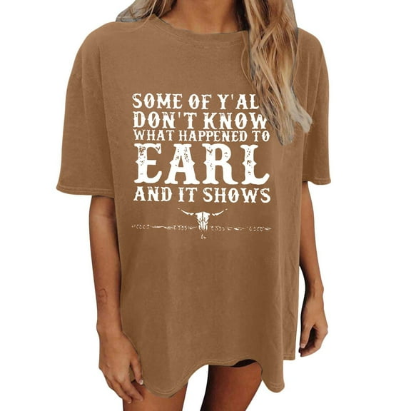 Oversized Shirts for Women Vintage Country Music Cowboy Graphic Short Sleeve Tees Casual Trendy Relaxed Fit Workout Tops Z003-Coffee M